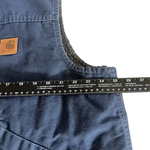 Vintage Carhartt Made In USA Blue Denim Sherpa Vest Jacket Sz Xl - Picture 4 of 6